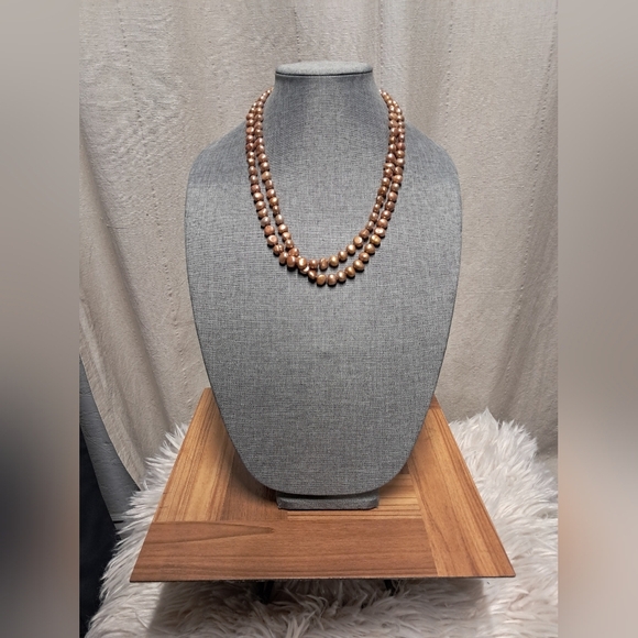 Bronze Freshwater Genuine Pearl Necklace Strand - Picture 2 of 3